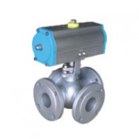 氣動三通球閥，氣動法蘭球閥